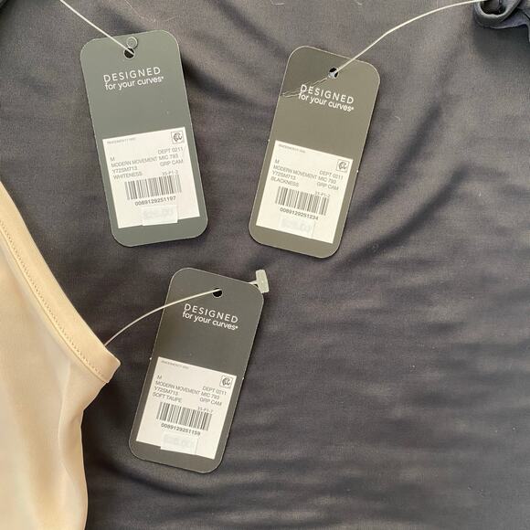 3pc Modern Movement Cool Touch Camisole Sz M Black Nude White V Neck Adj Straps - Picture 5 of 7